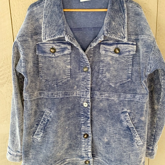 Like Love Navy Blue Corduroy Shacket Jacket - Picture 3 of 10